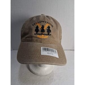 Yellowstone Cowboy Hat Cap Tan Beige Embroidered Logo Adjustable Strap